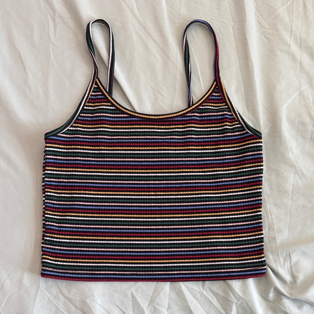 American Eagle Cropped Striped Rainbow Tank